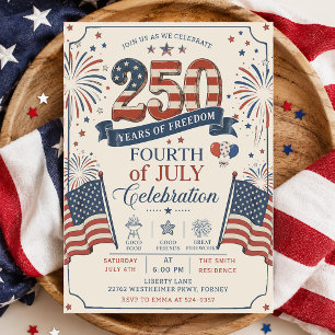 Amerikas 250-årsjubileum 4:e juli-fest inbjudningar