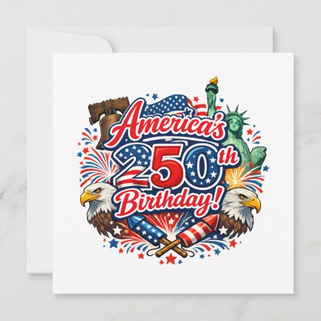 Amerikas 250-årsjubileum 4:e juli-firande inbjudningar (Framsida)