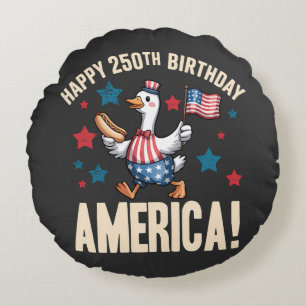 Amerikas 250-årsjubileum Dum patriotisk gås Rund Kudde