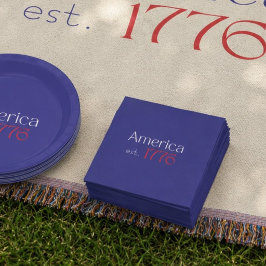 Amerikas 250-årsjubileum est 1776 Typografi Blå Pappersservett