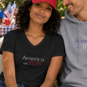 Amerikas 250-årsjubileum est 1776 Typografi Svart T Shirt