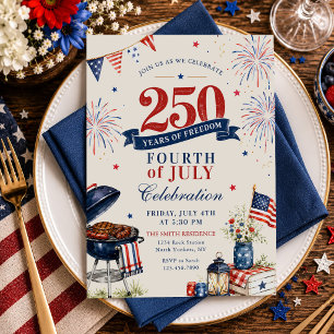 Amerikas 250-årsjubileum Grillfest Inbjudningar