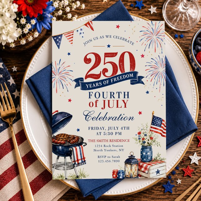 Amerikas 250-årsjubileum Grillfest Inbjudningar (Skapare uppladdad)