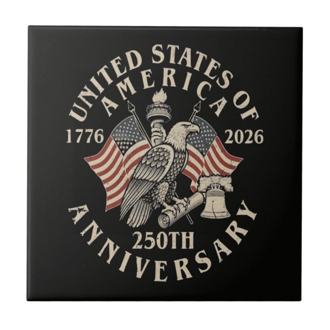 Amerikas 250-årsjubileum kakelplatta (Framsidan)