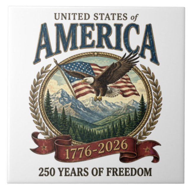 Amerikas 250-årsjubileum kakelplatta (Framsidan)