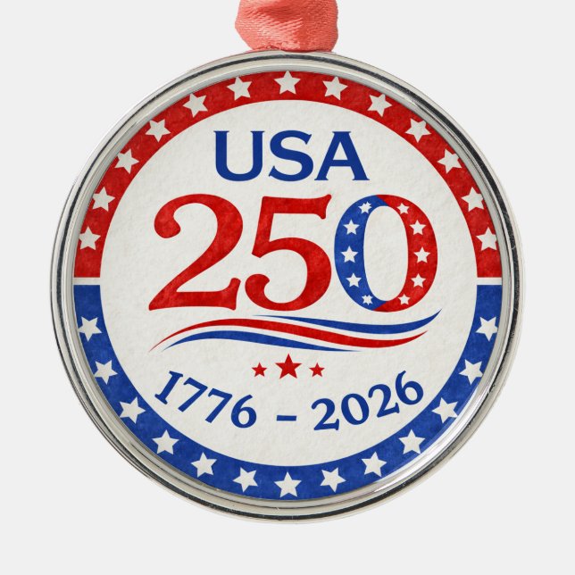 Amerikas 250-årsjubileum  Minnessaker Julgransprydnad Metall (Framsidan)