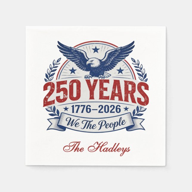 Amerikas 250-årsjubileum Namn Pappersservett (Framsidan)
