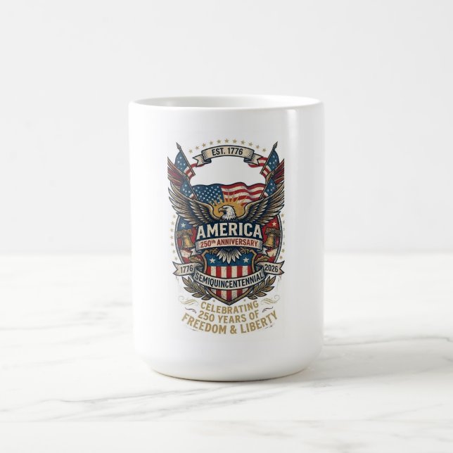 Amerikas 250-årsjubileum Patriotisk 1776 Frihet Kaffemugg (Center)