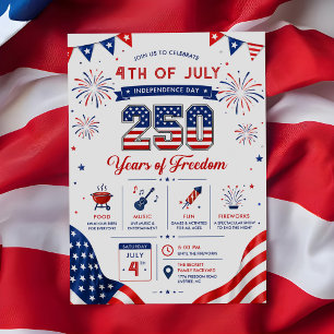 Amerikas 250-årsjubileum Patriotisk Fest Inbjudningar