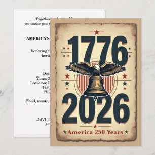 Amerikas 250-årsjubileum Patriotisk Historisk Inbjudningar