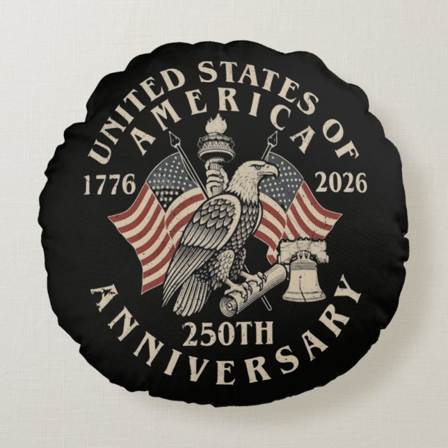 Amerikas 250-årsjubileum rund kudde (Framsidan)