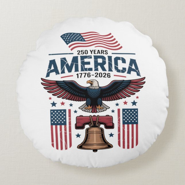 amerikas 250-årsjubileum rund kudde (Framsidan)