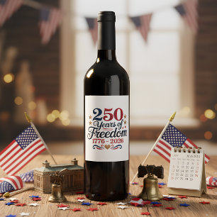Amerikas 250-årsjubileum vinflaska etikett