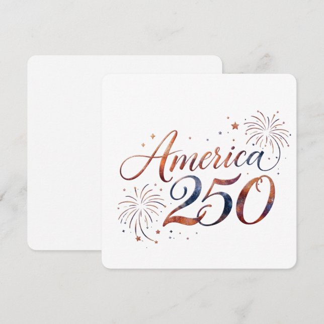 Amerikas 250-årsjubileums fyrverkerier – Elegant Inbjudningar (Fram/baksida)