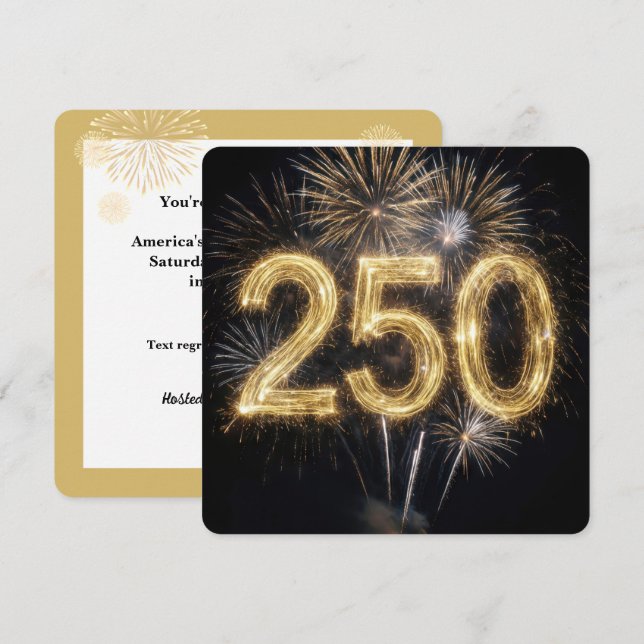 Amerikas 250-årsjubileums fyrverkerier inbjudningar (Fram/baksida)