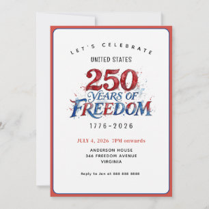 Amerikas 250-årsjubileumsfest inbjudningar