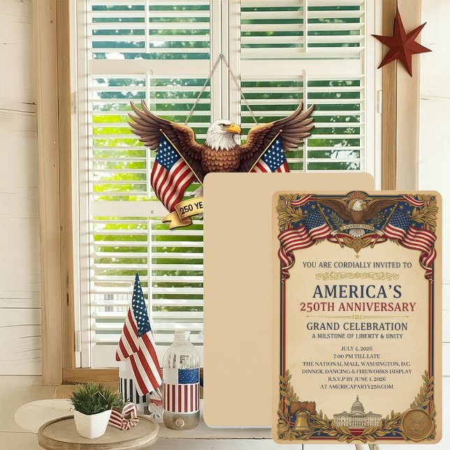 Amerikas 250-årsjubileumsfirande Vintage Inbjudningar (Skapare uppladdad)