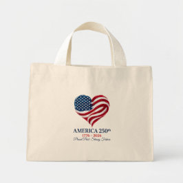 Amerikas 250-årsjubileumsflagga Hjärtat Liten Tote Mini Tygkasse