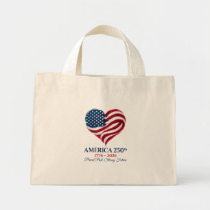 Amerikas 250-årsjubileumsflagga Hjärtat Liten Tote Mini Tygkasse
