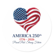 Amerikas 250-årsjubileumsflagga Hjärtdekal