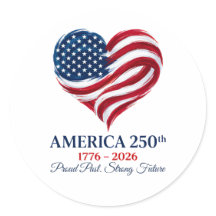 Amerikas 250-årsjubileumsflagga Hjärtdekal