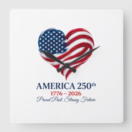 Amerikas 250-årsjubileumsflagga Hjärtklocka Fyrkantig Klocka