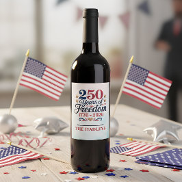 Amerikas 250-årsjubileumshimmel vinflaska etikett