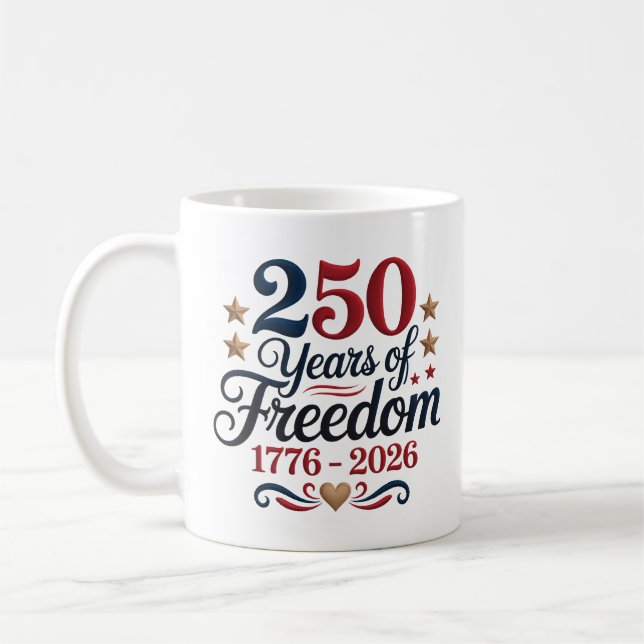 Amerikas 250-årsjubileumsmärke kaffemugg (Vänster)