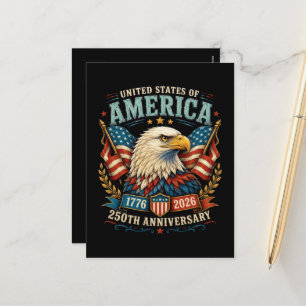 Amerikas 250-årsjubileumsörn helg vykort
