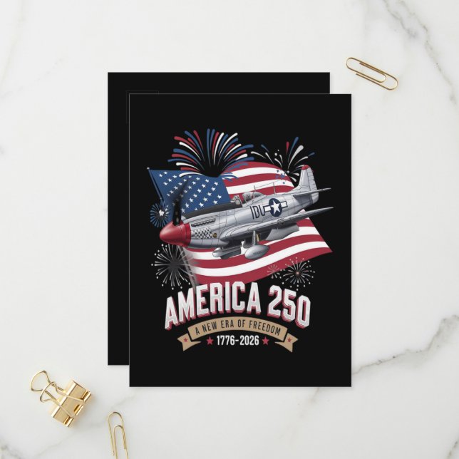 Amerikas 250-årsjubileumsplan inbjudan vykort (Fram/Back In Situ)