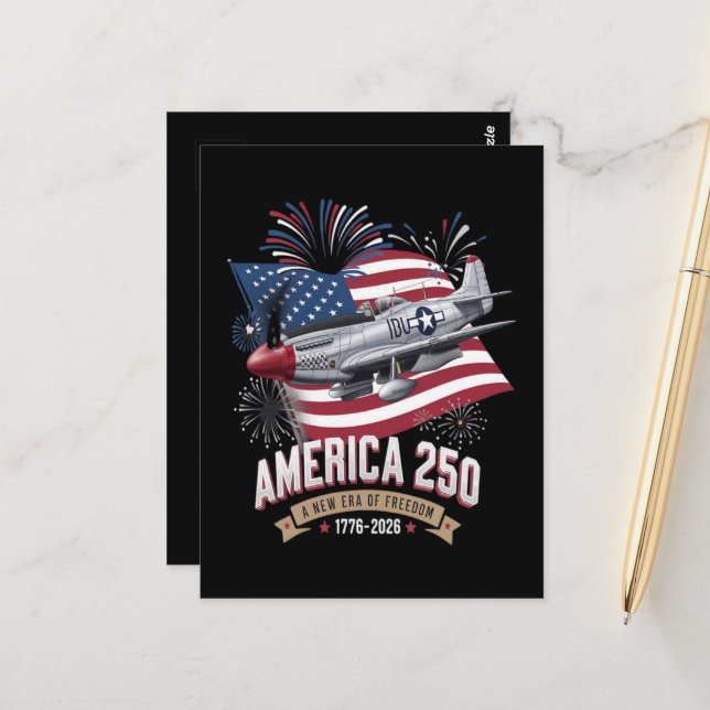 Amerikas 250-årsjubileumsplan vykort (Fram/Back In Situ)