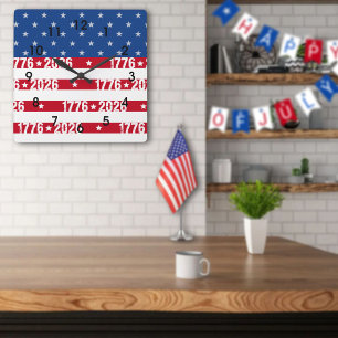 Amerikas 250:e Stars And Stripes 1776-2026 Fyrkantig Klocka