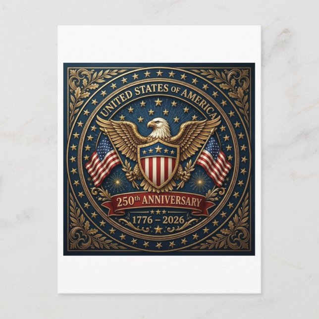 Amerikas 250:e Version 3 Vykort (Framsida)