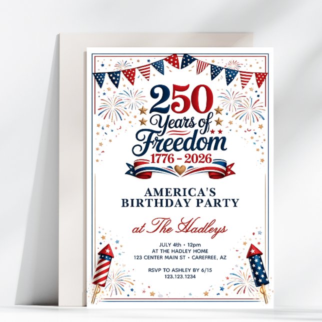 Amerikas 250 frihets födelsedagsfest inbjudningar (Skapare uppladdad)