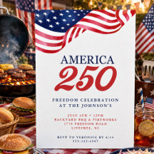 Amerikas 250 patriotiska inbjudan | 4 juli grillfe