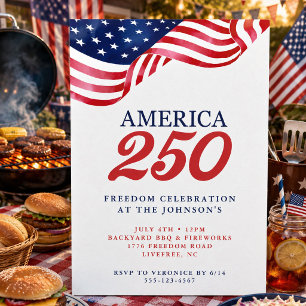 Amerikas 250 patriotiska inbjudan   4 juli grillfe