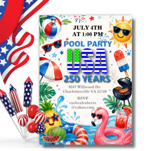 Amerikas 250 sommarpoolparty 4 juli  inbjudningar