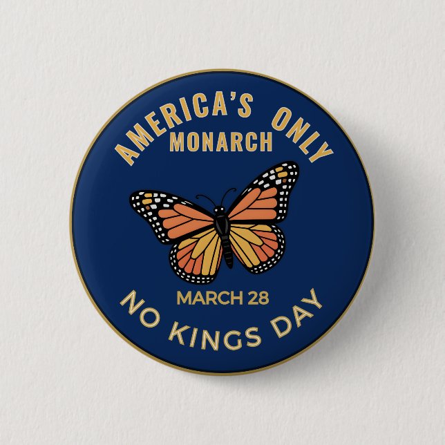 Amerikas enda monark-dagen-märke utan kungar knapp (Framsida)