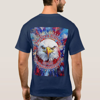 Amerikas födelsedags Semiquin röda örn fyrverkerie T Shirt