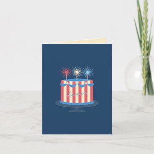Amerikas födelsedagstårta Retro 4 juli Helgkort