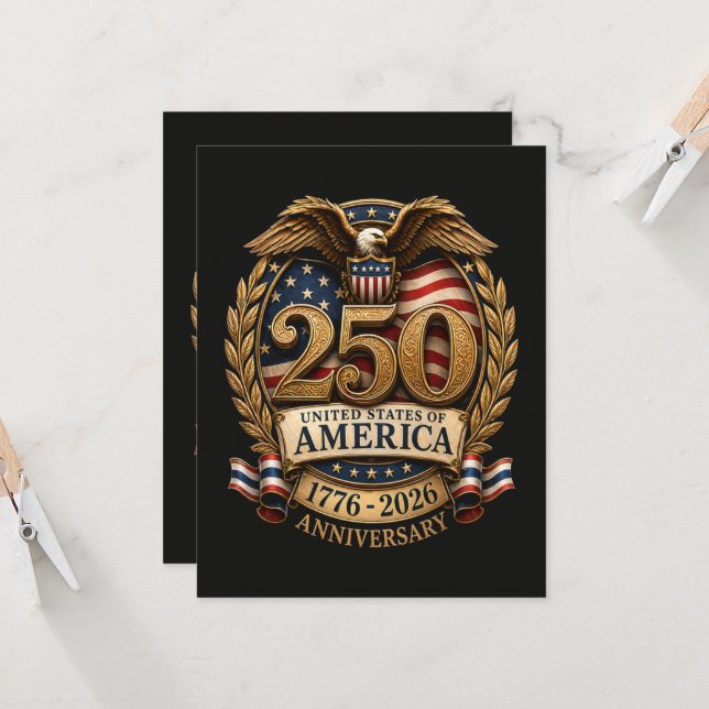 Amerikas förenta stater 250-årsjubileum inbjudningar (Fram/Back In Situ)