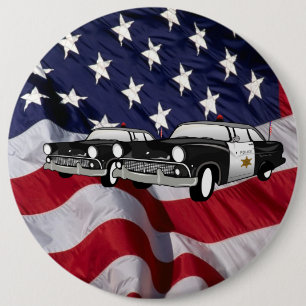 Amerikas förenta stater 59 vintage polisbil knapp