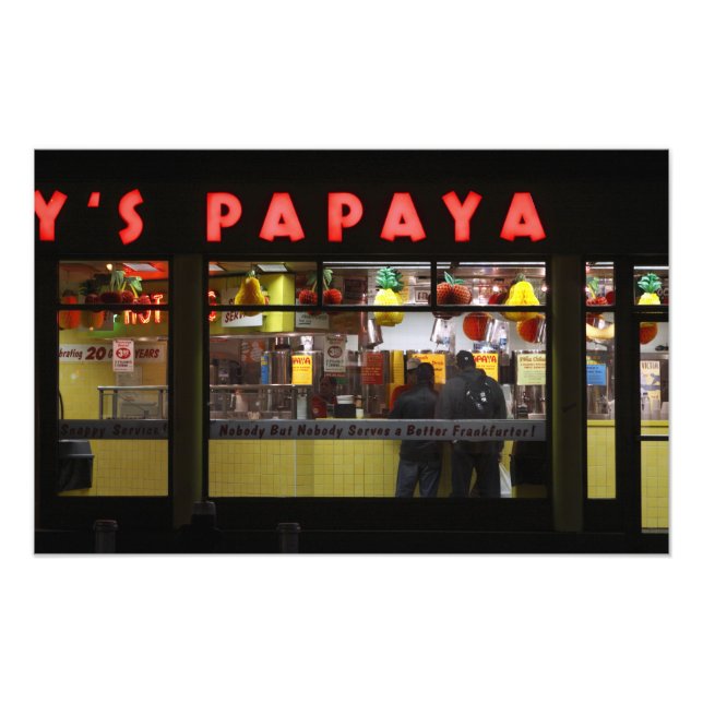 Amerikas förenta stater, New York. Gray's Papaya:  Fototryck (Framsidan)