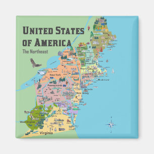 Amerikas förenta stater NordÖster Karta Magnet