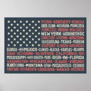Amerikas förenta stater Stater och versaler Poster