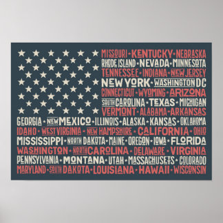 Amerikas förenta stater |Stater och versaler Poster
