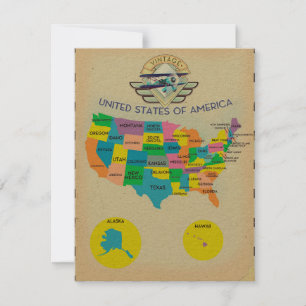 Amerikas förenta stater vintage stil Karta