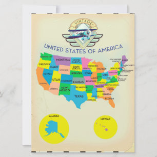 Amerikas förenta stater vintage stil Karta Inbjudningar