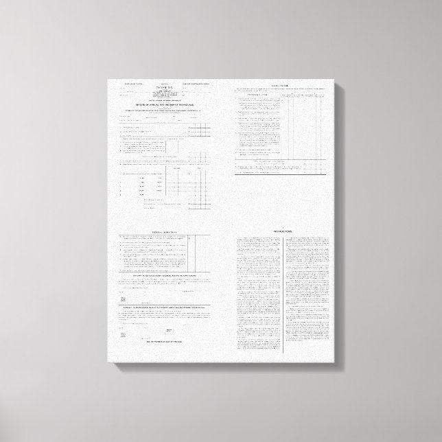 Amerikas första inkomstskatteformulär 1040 från 19 canvastryck (Framsida)