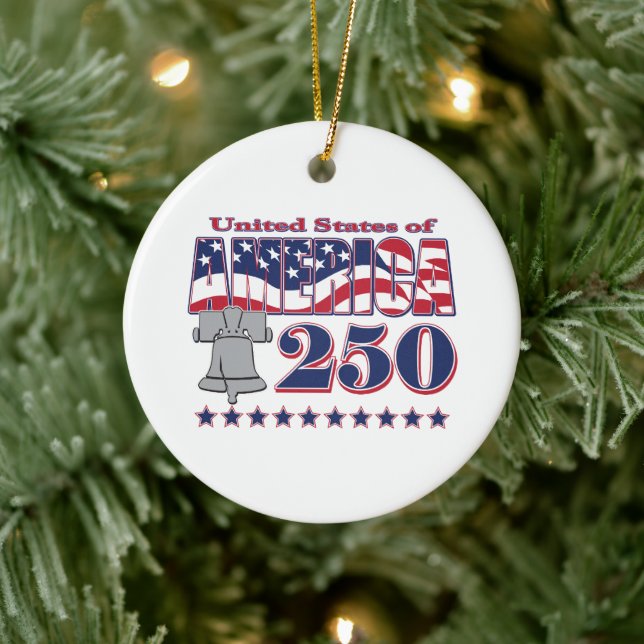 Amerikas frihetsklocka 250 julgransprydnad keramik (Träd)